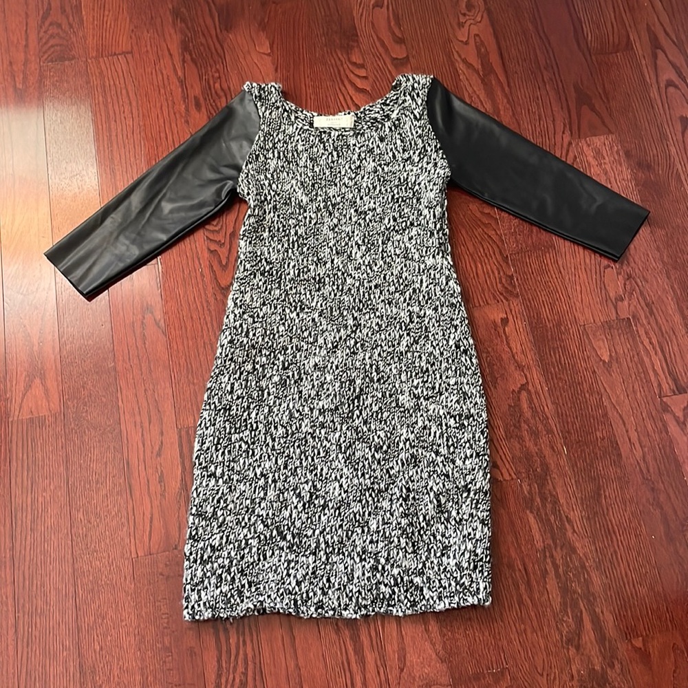 Faux leather and knit fabric